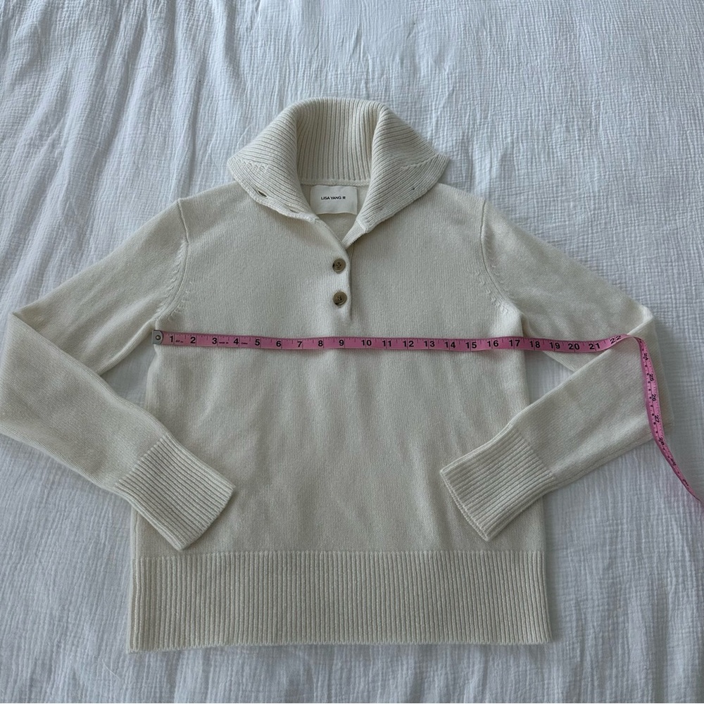 Lisa Yang Collared Button Up 100% Cashmere Sweater - image 3